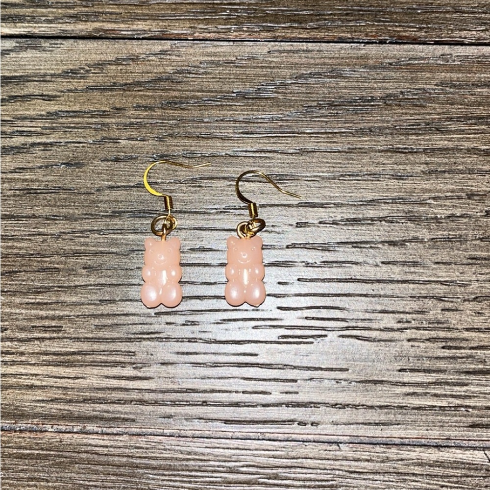 handmade peach gummy bear earrings